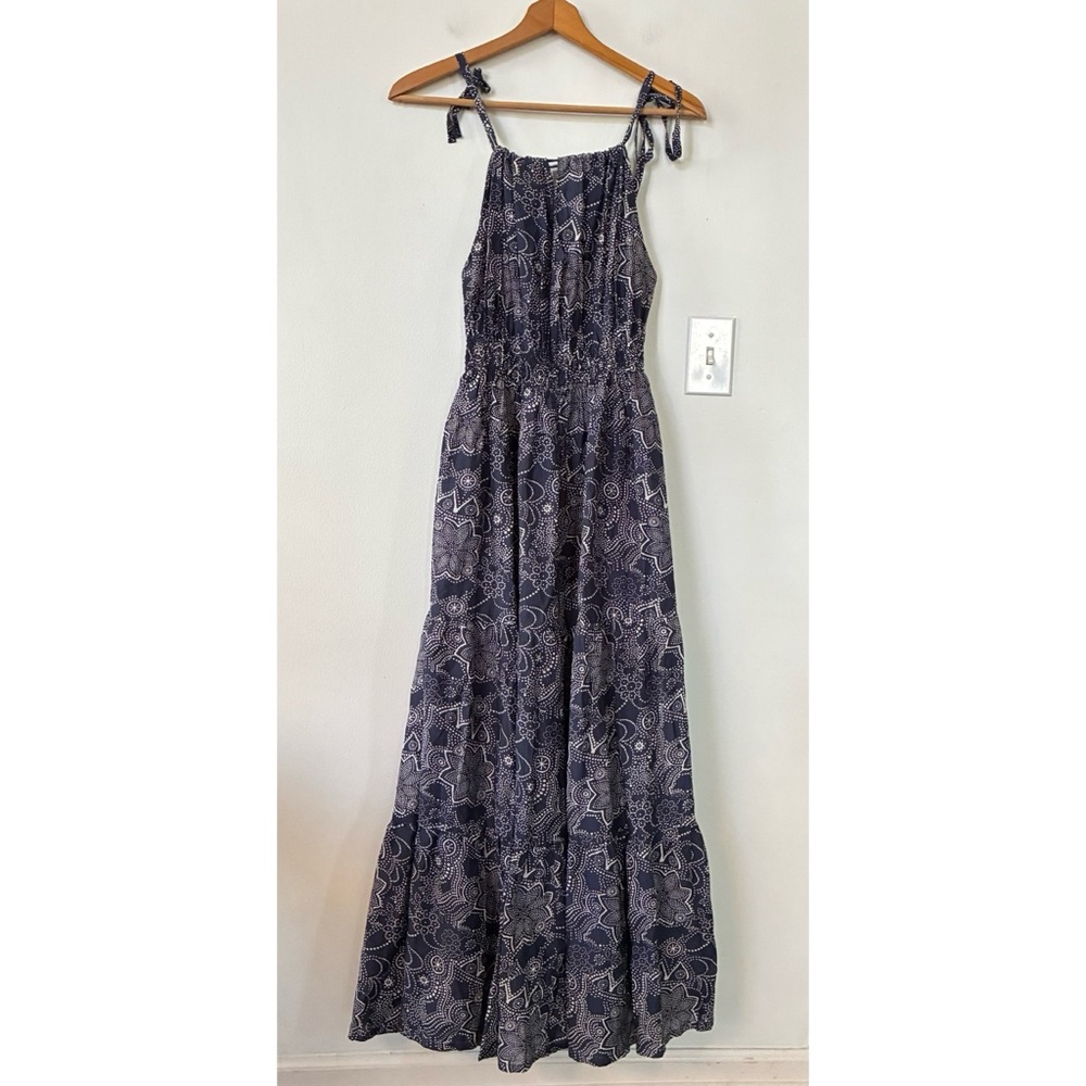 Roller Rabbit Silk Blend Blue Patterned Maxi Dress - image 1